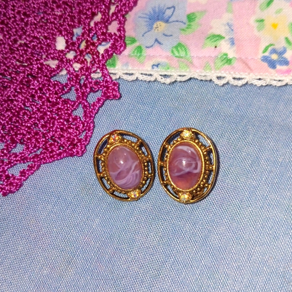 Pink moonstone earrings.